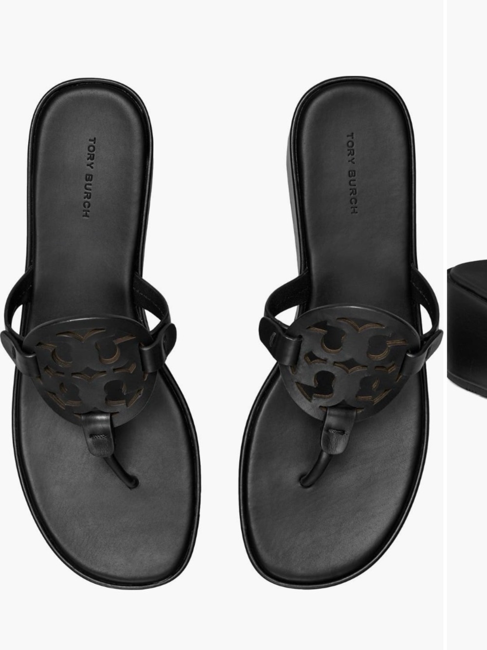 Tory Burch Black Miller Leather Thong Sandals
